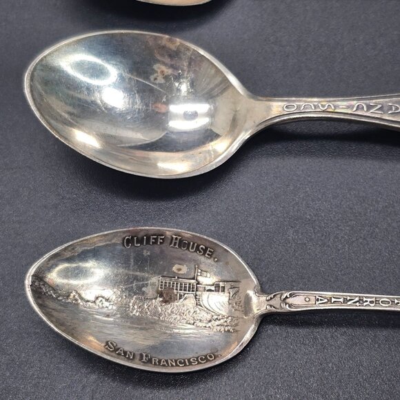 Vintage Collectible Sterling Silver Souvenir Spoons Set Of 5 of California CT35C - Picture 3 of 12